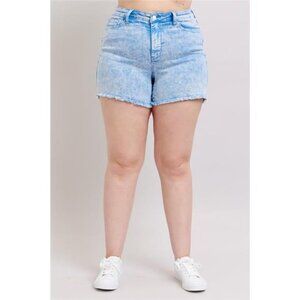 Judy Blue Plus Size Mid Rise Garment Dyed Denim Shorts